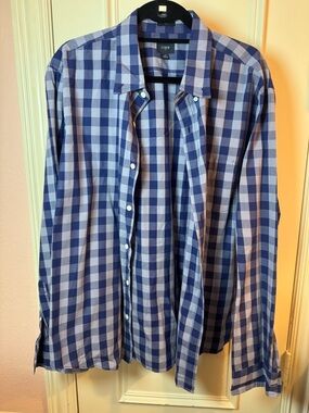 J. Crew Blue Gingham Men’s Button-Down Shirt